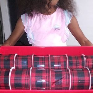 Red and Black Plaid Wired Ribbob 12 rolls
